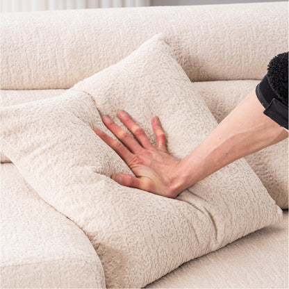 Canapé modulaire 4 places en chenille à grain de bois moderne avec 2 oreillers pour salon et appartement