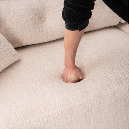 Canapé modulaire 4 places en chenille à grain de bois moderne avec 2 oreillers pour salon et appartement