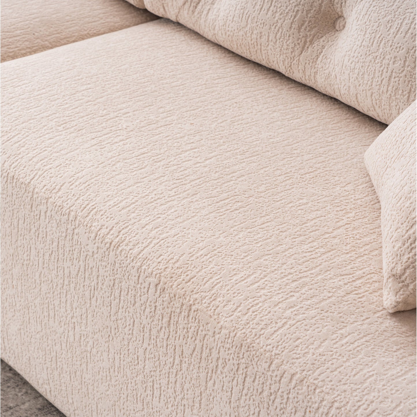 Canapé modulaire 4 places en chenille à grain de bois moderne avec 2 oreillers pour salon et appartement