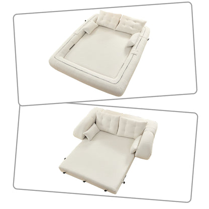 Canapé-lit convertible sans cadre de style moderne avec coussins et oreillers lombaires, rembourrage en mousse haute résilience