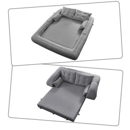 Canapé-lit convertible sans cadre de style moderne avec coussins et oreillers lombaires, rembourrage en mousse haute résilience