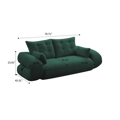 Canapé-lit convertible sans cadre de style moderne avec coussins et oreillers lombaires, rembourrage en mousse haute résilience