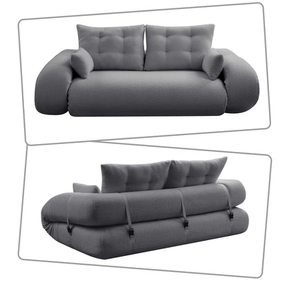 Canapé-lit convertible sans cadre de style moderne avec coussins et oreillers lombaires, rembourrage en mousse haute résilience