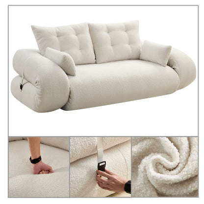 Canapé-lit convertible sans cadre de style moderne avec coussins et oreillers lombaires, rembourrage en mousse haute résilience