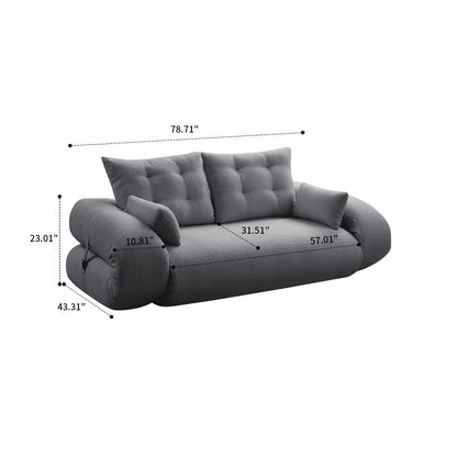 Canapé-lit convertible sans cadre de style moderne avec coussins et oreillers lombaires, rembourrage en mousse haute résilience