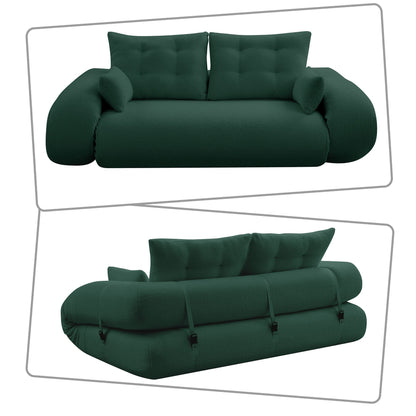 Canapé-lit convertible sans cadre de style moderne avec coussins et oreillers lombaires, rembourrage en mousse haute résilience