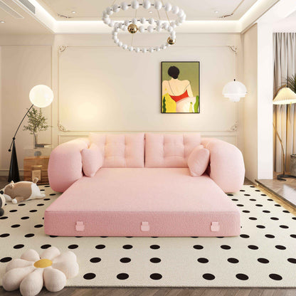 Canapé-lit convertible sans cadre de style moderne avec coussins et oreillers lombaires, rembourrage en mousse haute résilience