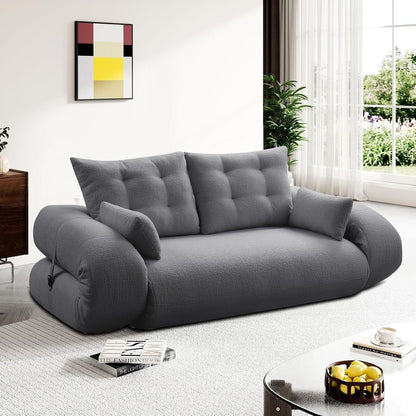 Canapé-lit convertible sans cadre de style moderne avec coussins et oreillers lombaires, rembourrage en mousse haute résilience