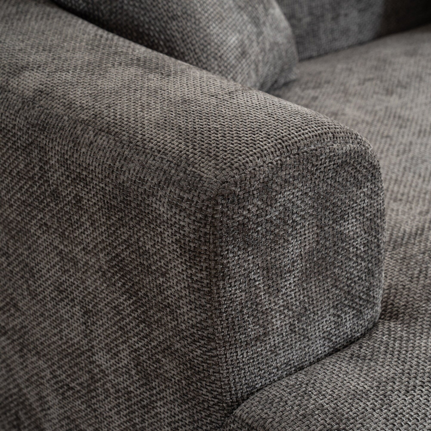 Canapé incurvé de style moderne, canapé en velours côtelé moelleux avec 3 oreillers, canapé en tissu incurvé super lisse pour salon Gris