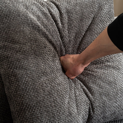 Canapé incurvé de style moderne, canapé en velours côtelé moelleux avec 3 oreillers, canapé en tissu incurvé super lisse pour salon Gris