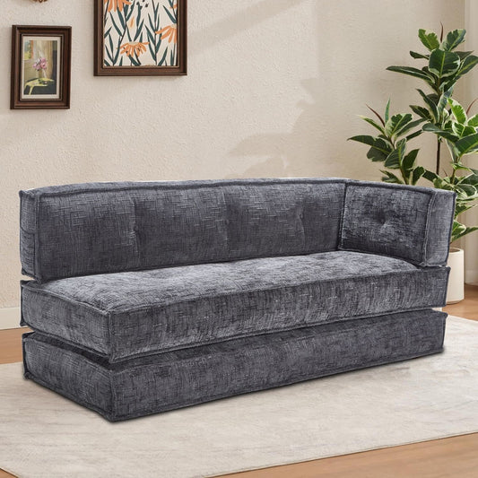 Canapé sans cadre de style moderne avec poches latérales de rangement et rembourrage en mousse haute résilience, tissu chenille