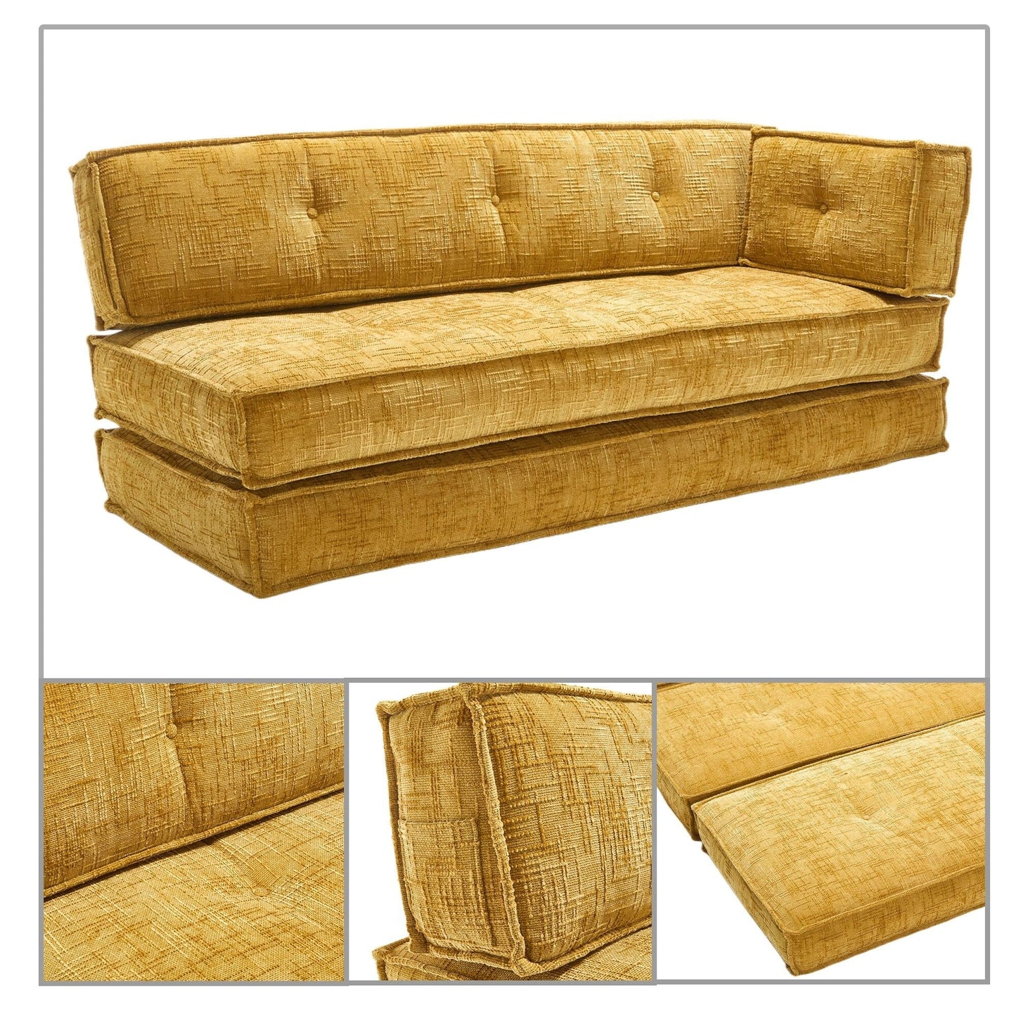 Canapé sans cadre de style moderne avec poches latérales de rangement et rembourrage en mousse haute résilience, tissu chenille