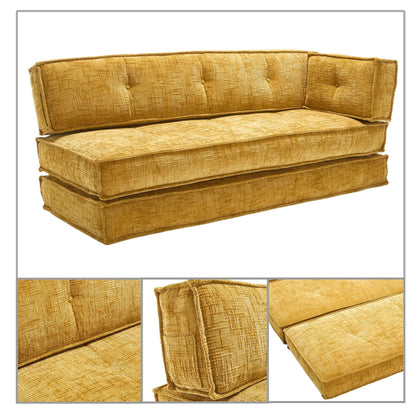 Canapé sans cadre de style moderne avec poches latérales de rangement et rembourrage en mousse haute résilience, tissu chenille