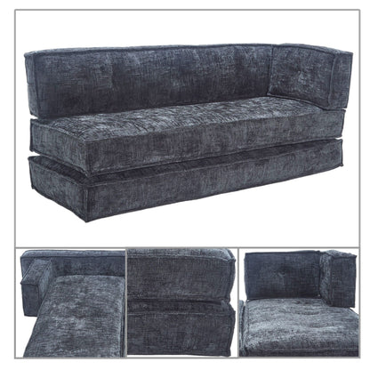 Canapé sans cadre de style moderne avec poches latérales de rangement et rembourrage en mousse haute résilience, tissu chenille