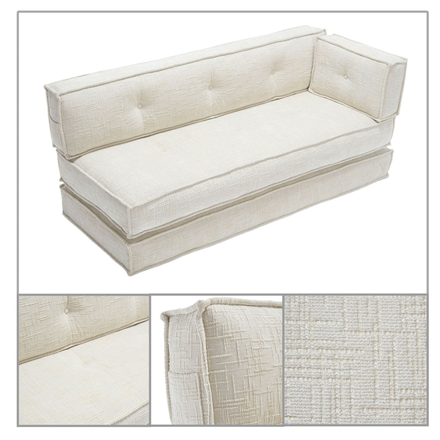 Canapé sans cadre de style moderne avec poches latérales de rangement et rembourrage en mousse haute résilience, tissu chenille