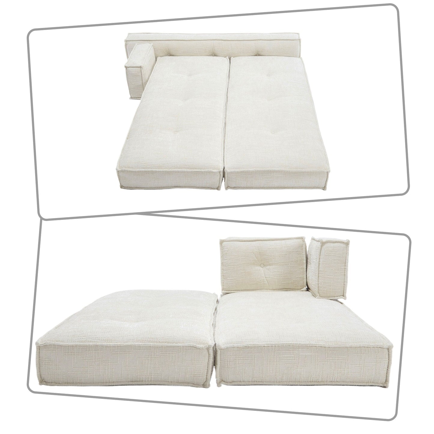 Canapé sans cadre de style moderne avec poches latérales de rangement et rembourrage en mousse haute résilience, tissu chenille