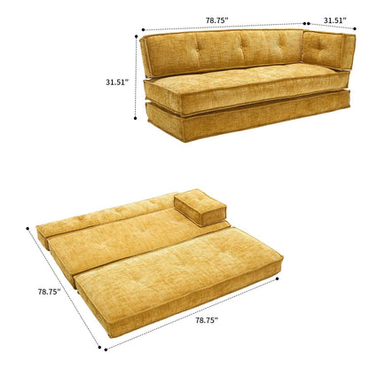 Canapé sans cadre de style moderne avec poches latérales de rangement et rembourrage en mousse haute résilience, tissu chenille