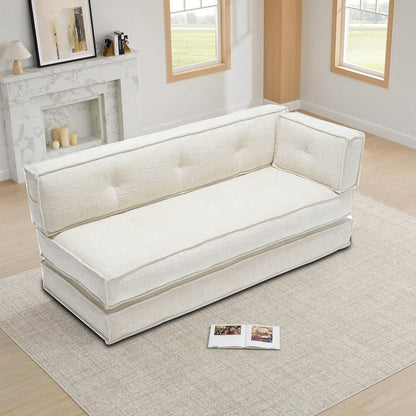 Canapé sans cadre de style moderne avec poches latérales de rangement et rembourrage en mousse haute résilience, tissu chenille