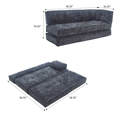 Canapé sans cadre de style moderne avec poches latérales de rangement et rembourrage en mousse haute résilience, tissu chenille