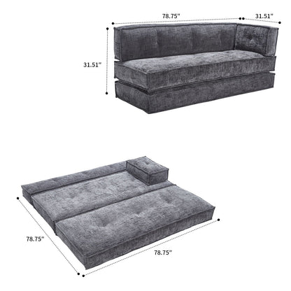 Canapé sans cadre de style moderne avec poches latérales de rangement et rembourrage en mousse haute résilience, tissu chenille