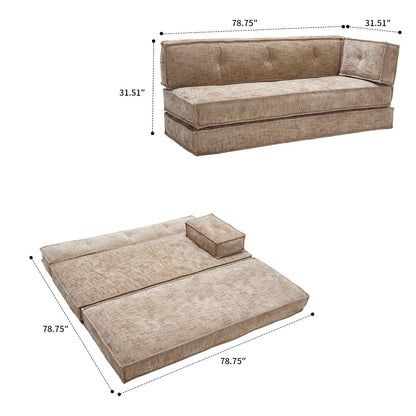 Canapé sans cadre de style moderne avec poches latérales de rangement et rembourrage en mousse haute résilience, tissu chenille