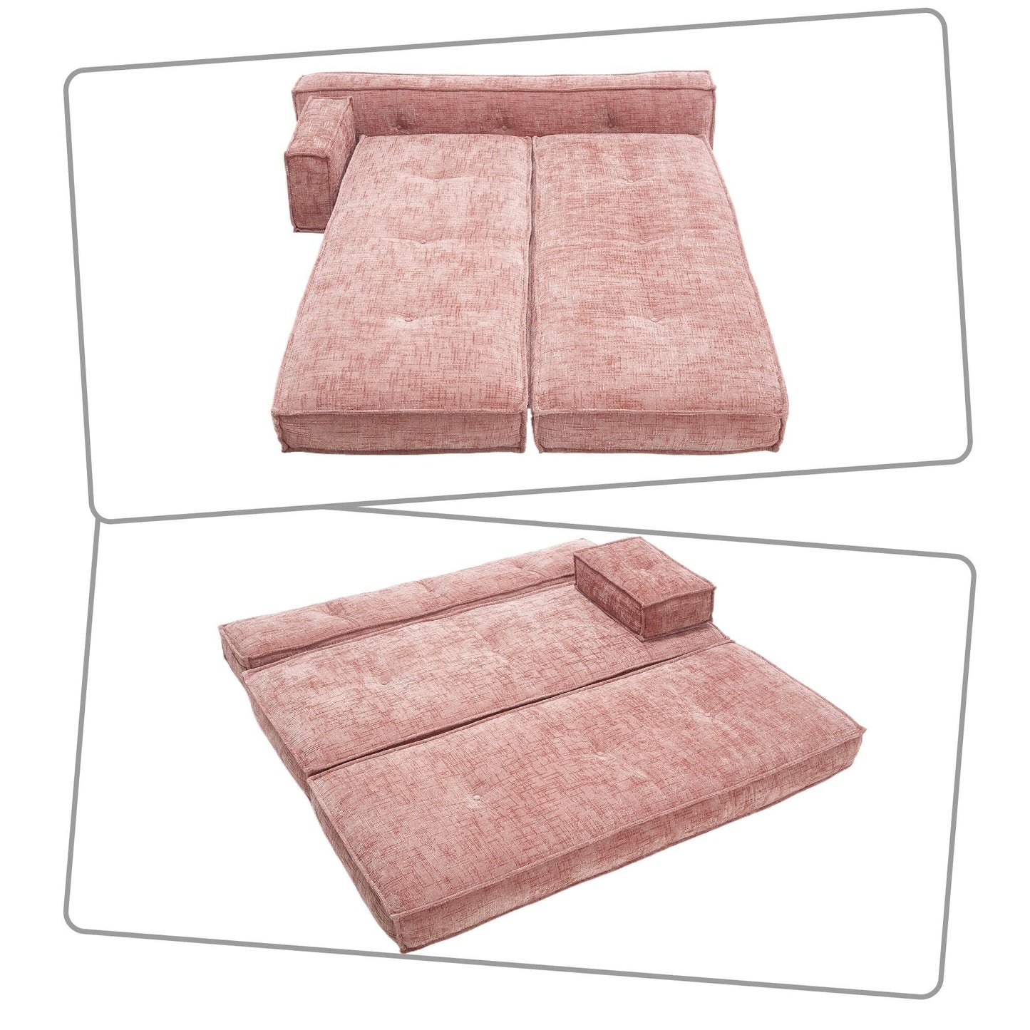 Canapé sans cadre de style moderne avec poches latérales de rangement et rembourrage en mousse haute résilience, tissu chenille