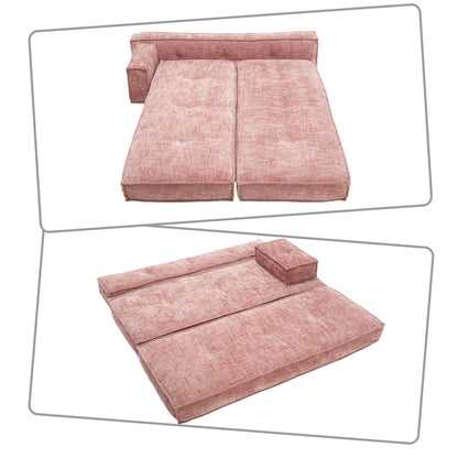 Canapé sans cadre de style moderne avec poches latérales de rangement et rembourrage en mousse haute résilience, tissu chenille