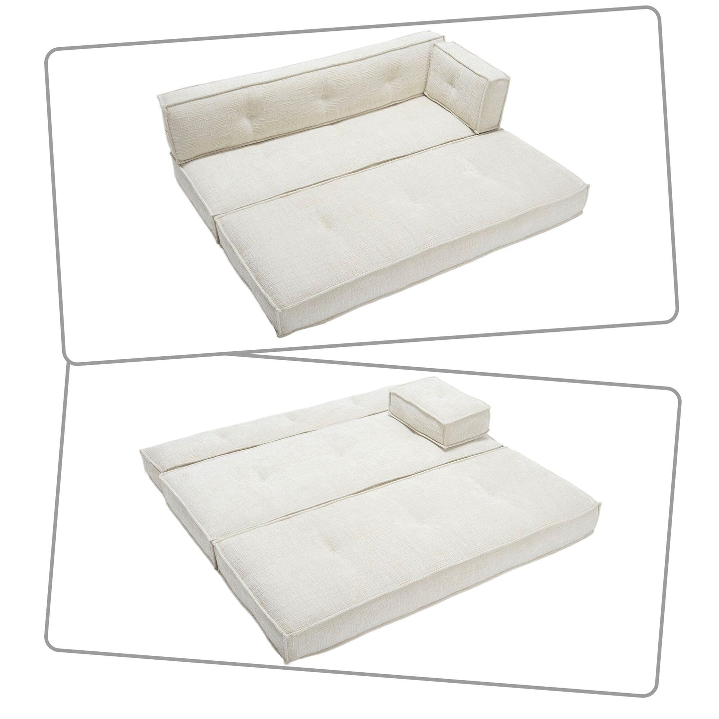 Canapé sans cadre de style moderne avec poches latérales de rangement et rembourrage en mousse haute résilience, tissu chenille