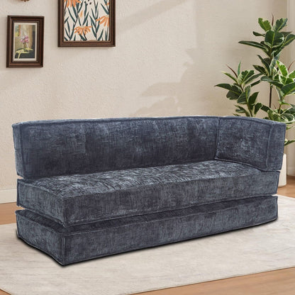 Canapé sans cadre de style moderne avec poches latérales de rangement et rembourrage en mousse haute résilience, tissu chenille