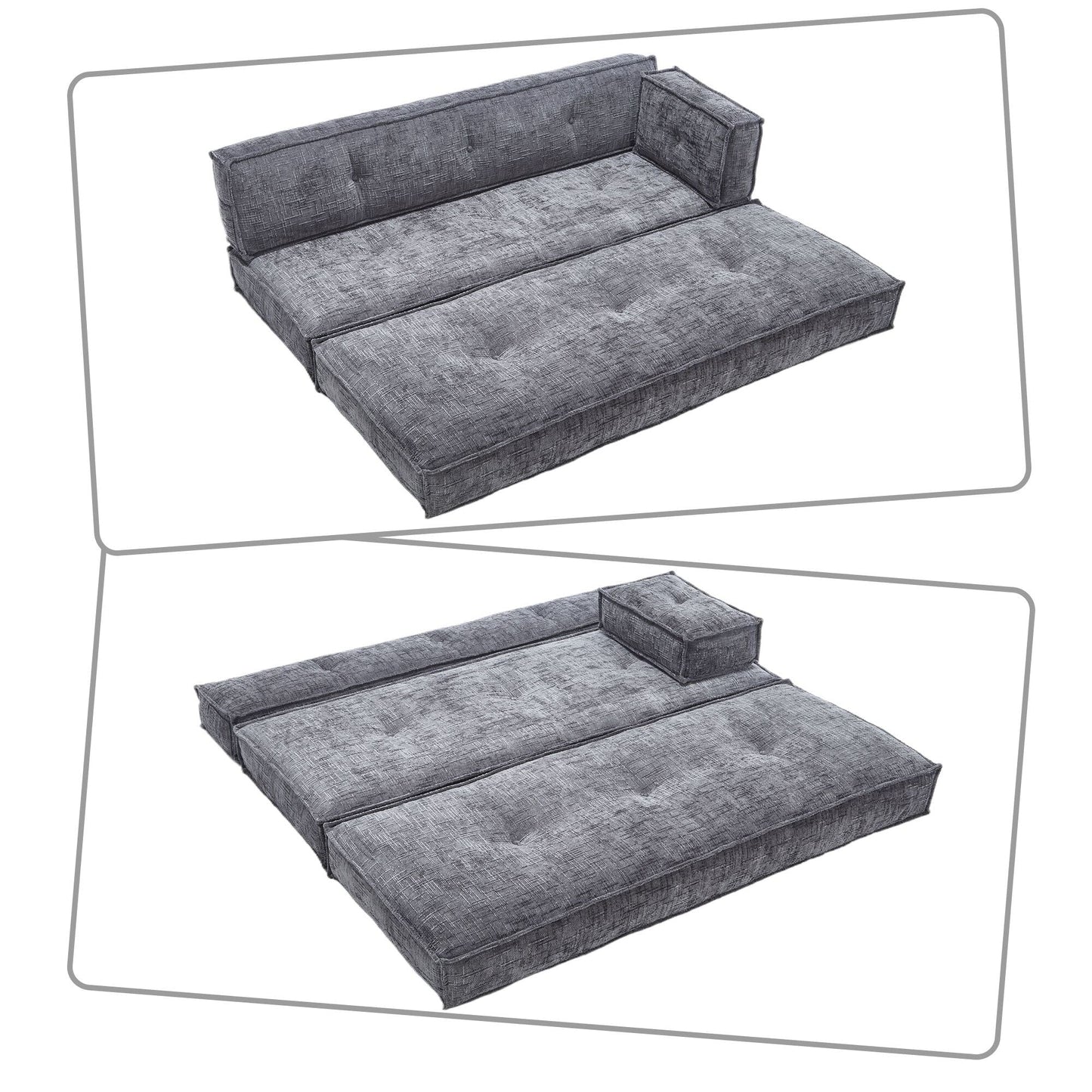 Canapé sans cadre de style moderne avec poches latérales de rangement et rembourrage en mousse haute résilience, tissu chenille