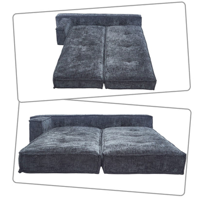 Canapé sans cadre de style moderne avec poches latérales de rangement et rembourrage en mousse haute résilience, tissu chenille