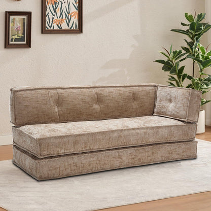 Canapé sans cadre de style moderne avec poches latérales de rangement et rembourrage en mousse haute résilience, tissu chenille