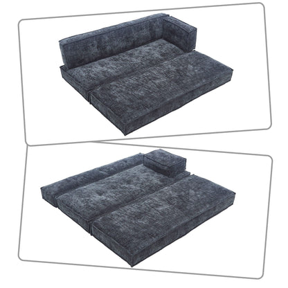 Canapé sans cadre de style moderne avec poches latérales de rangement et rembourrage en mousse haute résilience, tissu chenille