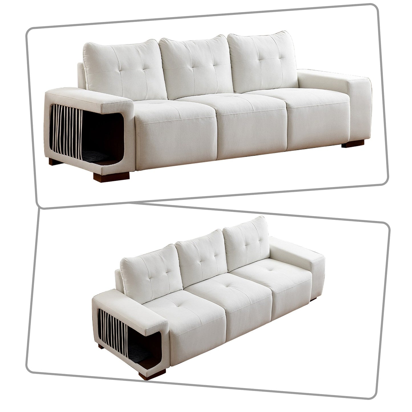 Canapé moderne adapté aux animaux de compagnie avec niche et rembourrage en mousse haute résilience pour salon d'hôtel