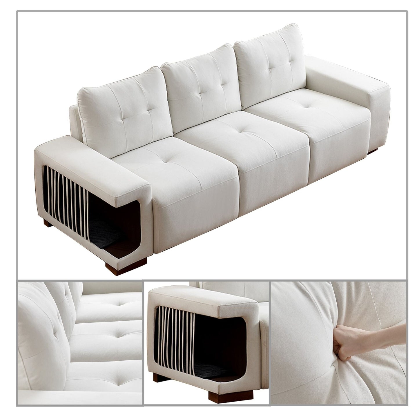 Canapé moderne adapté aux animaux de compagnie avec niche et rembourrage en mousse haute résilience pour salon d'hôtel