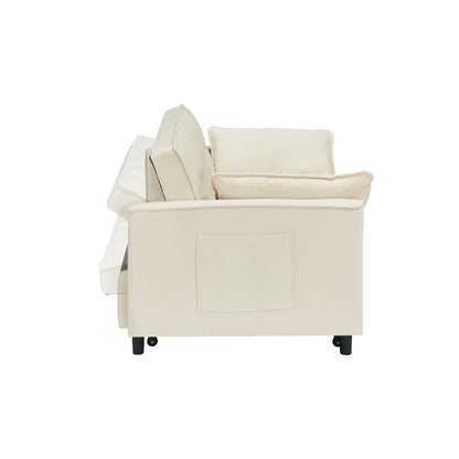 Canapé moderne en velours, canapé-lit gigogne, petit canapé décontracté avec dossier, poches, canapé-lit convertible 3 en 1.