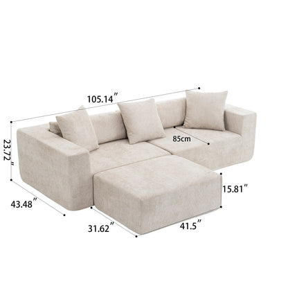 Canapé modulaire 3 places Cloud Sofa avec chaise longue en L pour salon chambre