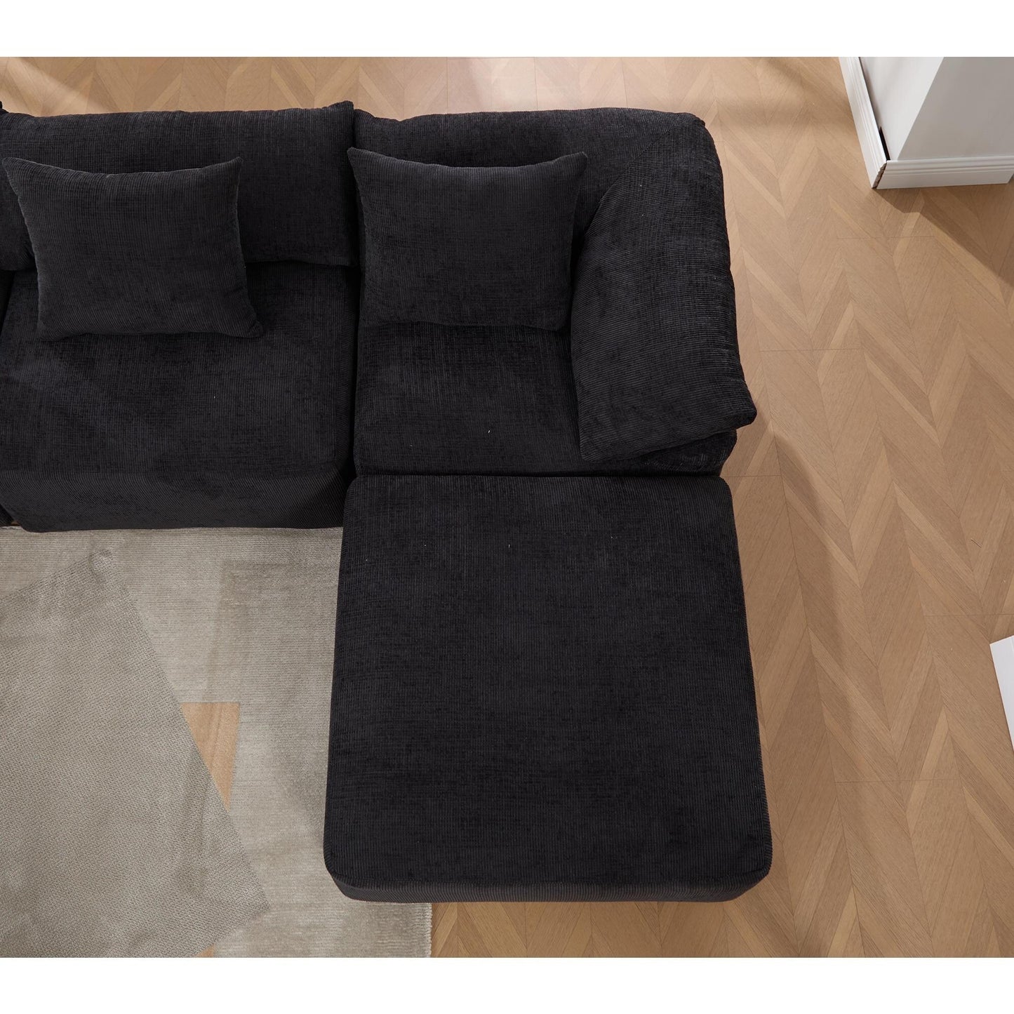 Canapé-lit convertible modulaire 5 pièces avec pouf et oreillers pour le salon