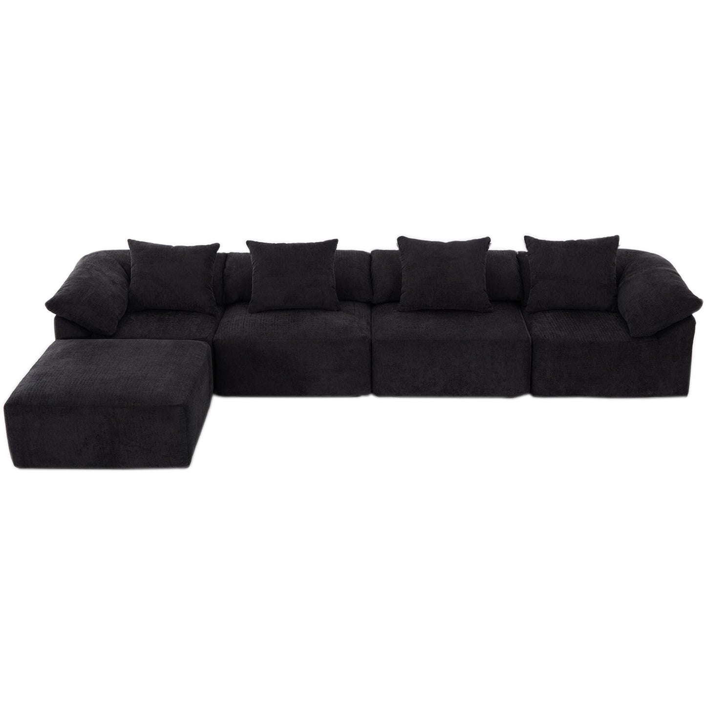 Canapé-lit convertible modulaire 5 pièces avec pouf et oreillers pour le salon