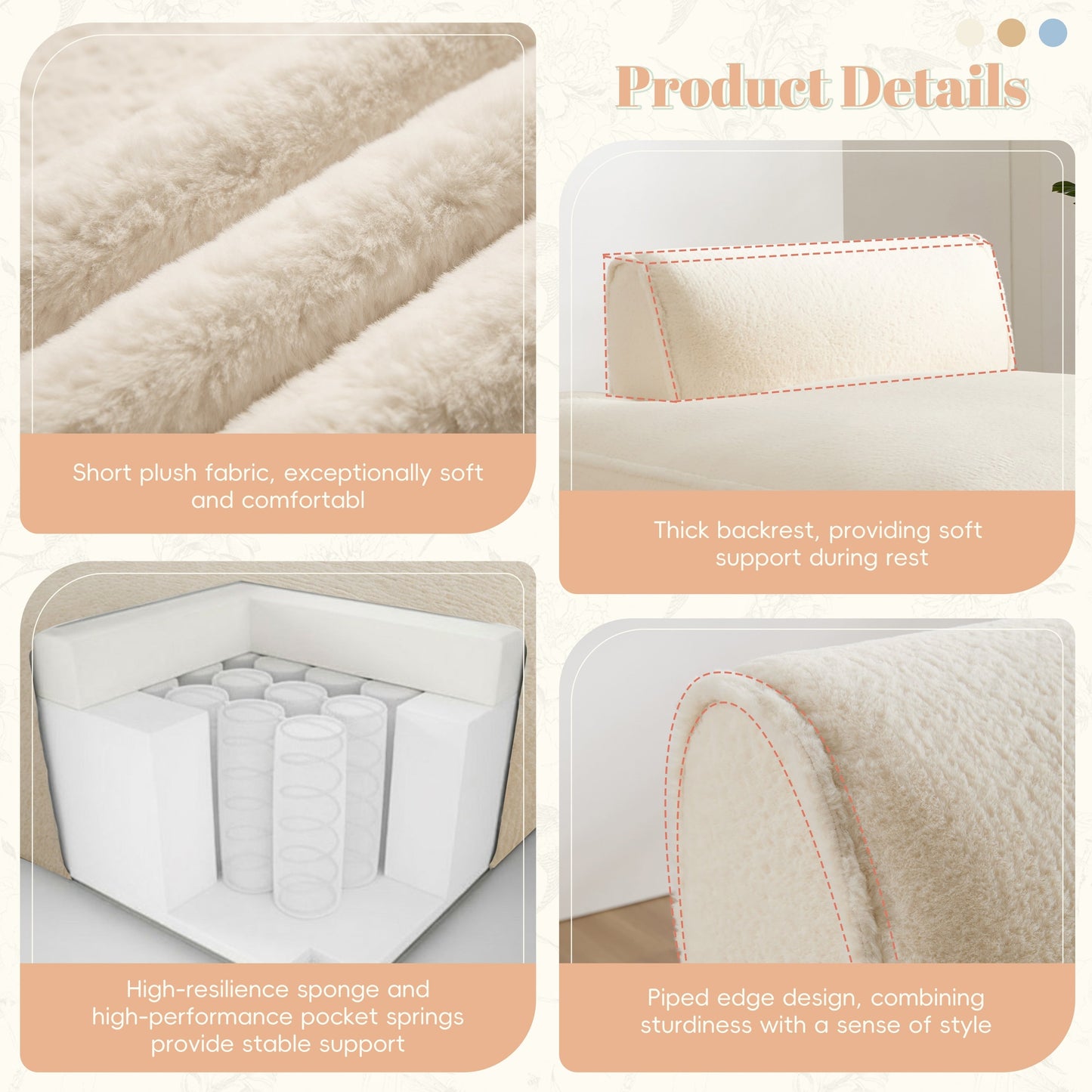 Canapé-lit modulaire de 72 pouces entièrement compressé avec design sans cadre pour salon, aucun assemblage requis