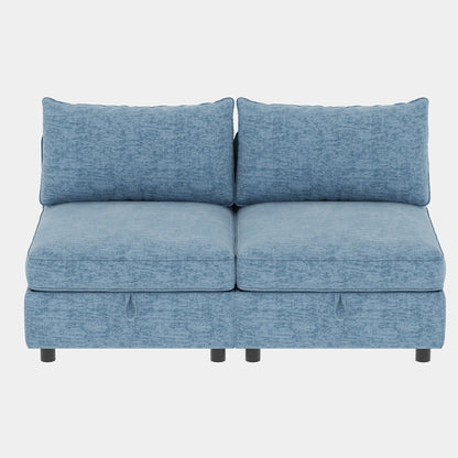 Canapé modulaire en tissu sans accoudoirs, convertible, sectionnel, avec rangement dissimulé, pour salon