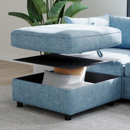 Canapé modulaire en tissu sans accoudoirs, convertible, sectionnel, avec rangement dissimulé, pour salon