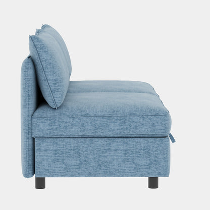 Canapé modulaire en tissu sans accoudoirs, convertible, sectionnel, avec rangement dissimulé, pour salon