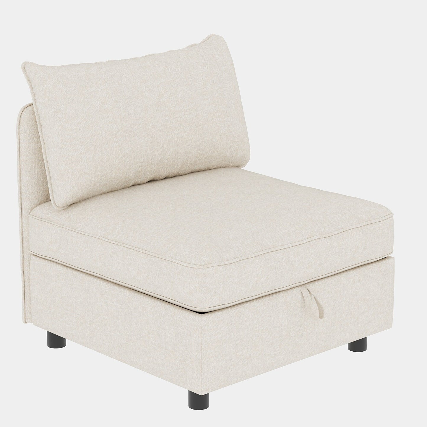 Canapé modulaire en tissu sans accoudoirs, convertible, sectionnel, avec rangement dissimulé, pour salon