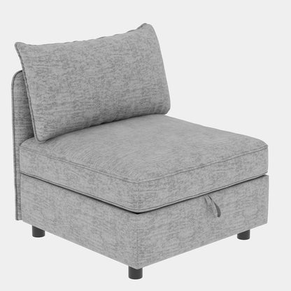 Canapé modulaire en tissu sans accoudoirs, convertible, sectionnel, avec rangement dissimulé, pour salon