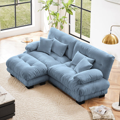 Canapé modulaire 2 places Cloud en chenille avec pouf convertible et coussins lombaires pour le salon