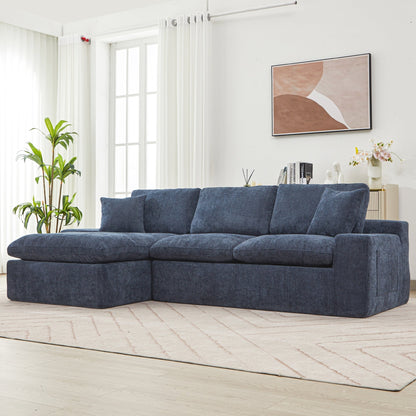 Canapé modulaire Cloud en chenille avec coussins double épaisseur, rangement latéral et oreillers assortis pour le salon