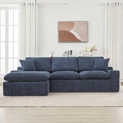 Canapé modulaire Cloud en chenille avec coussins double épaisseur, rangement latéral et oreillers assortis pour le salon