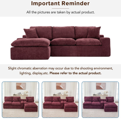 Canapé modulaire Cloud en chenille avec coussins double épaisseur, rangement latéral et oreillers assortis pour le salon