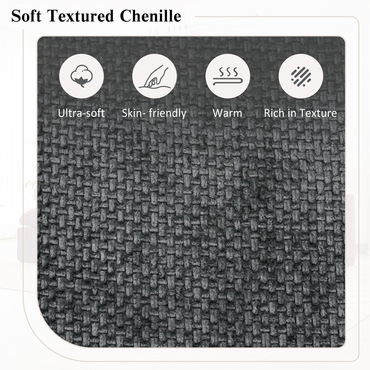 Canapé modulaire Cloud en chenille avec coussins double épaisseur, rangement latéral et oreillers assortis pour le salon